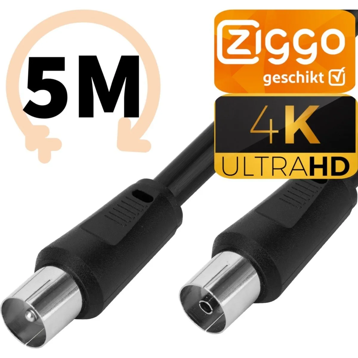 Coax Kabel Ziggo - 4k Ultra HD Coaxkabel - 5 Meter - 4G Proof Antennekabel - TV Kabel - TV Kabel Coax -Alternatief Hirschmann 4G