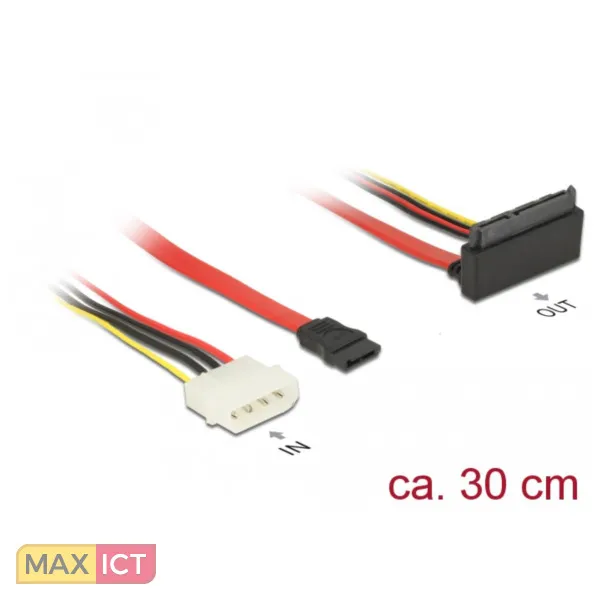 DeLOCK 85514 SATA-kabel 0,3 m 1 x Molex 4 pin 1 x SATA 22 pin, 1 x SATA 7 pin Meerkleurig