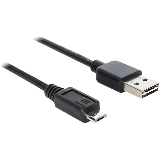 DeLOCK EASY USB-A 2.0 > Micro-USB-B  kabel (Zwart, 1 meter)