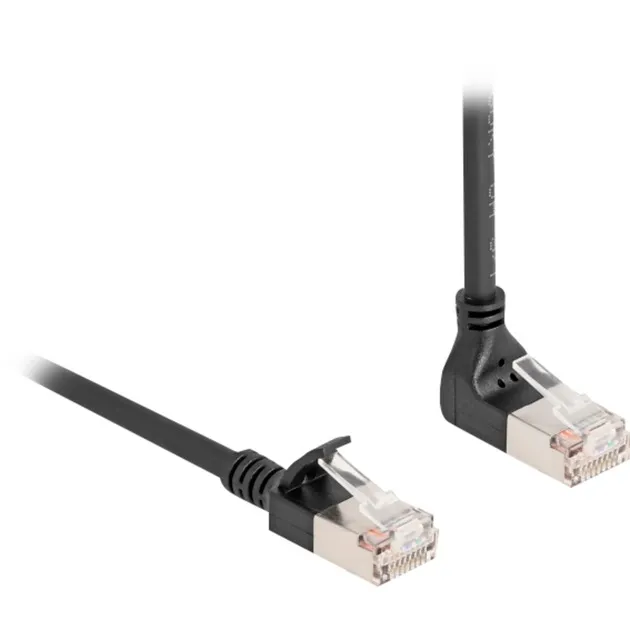 DeLOCK RJ45 Network Cable Cat.6A S/FTP Slim 90° upwards angled / straight 5 m kabel (Zwart)