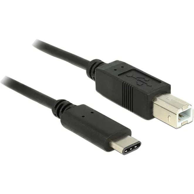 DeLOCK USB-C 2.0 > USB-B kabel (Zwart, 1 meter)