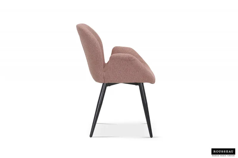Eetkamerstoel ‘Maxim’ Stof Roze, Poten metaal en bekleding 100% polyester