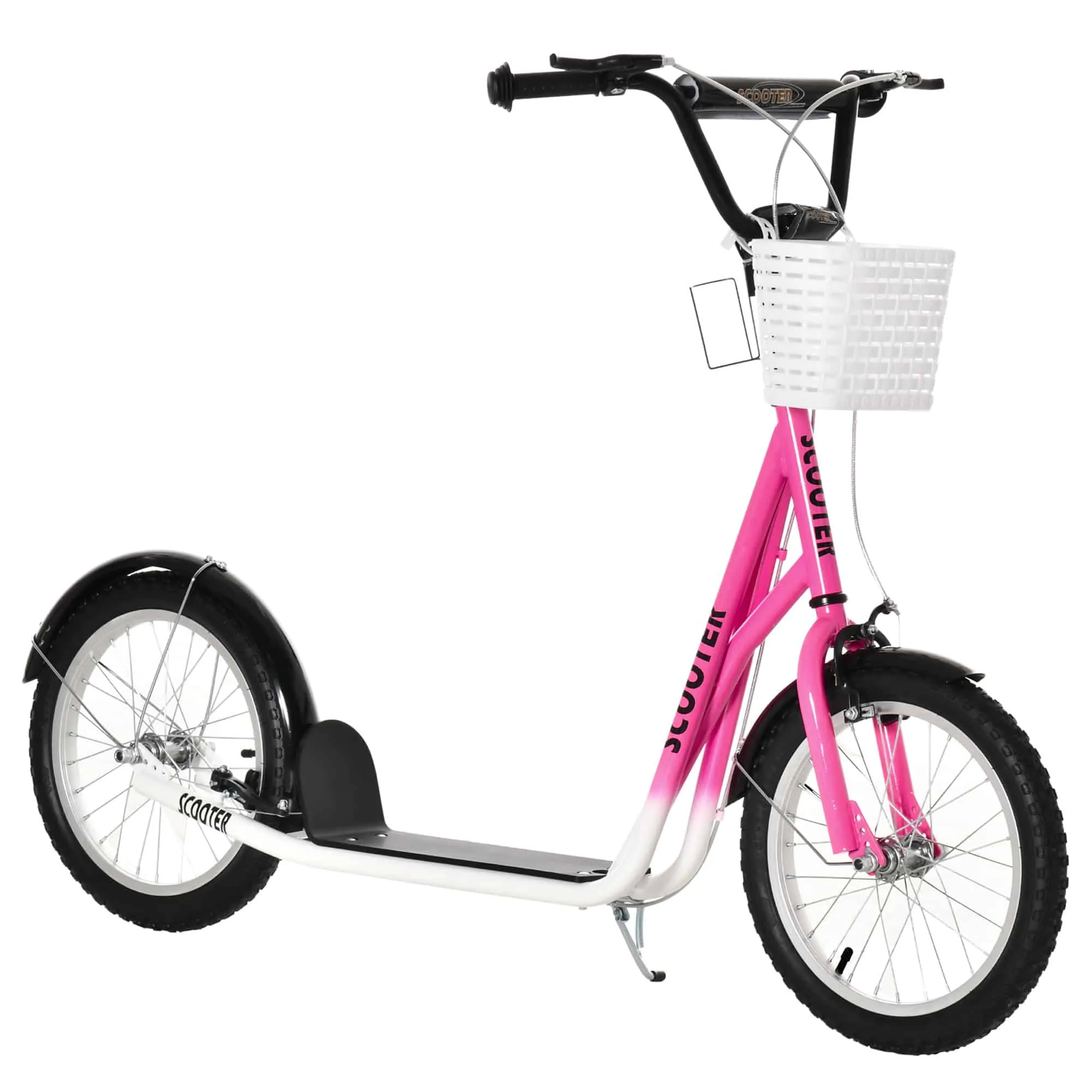 Kinderstep Step Kick Scooter Kinderstep Kickboard Metaal Pp Plastic Aluminium Rubber Roze + Wit 139 X 58 X 90-96 Cm