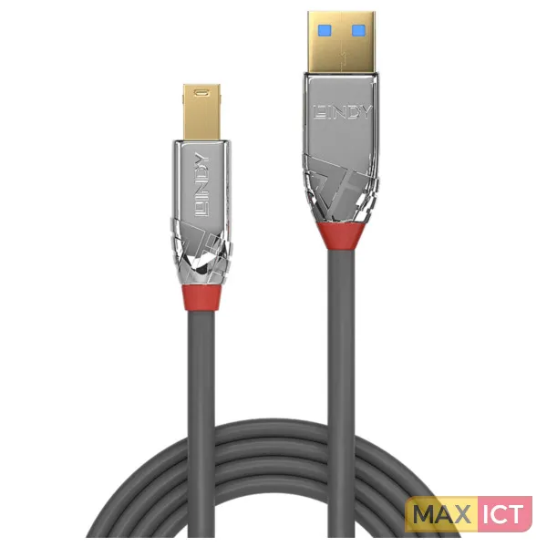 Lindy 36660 USB-kabel USB 3.2 Gen 1 (3.1 Gen 1) 0,5 m USB A USB B Chroom, Grijs
