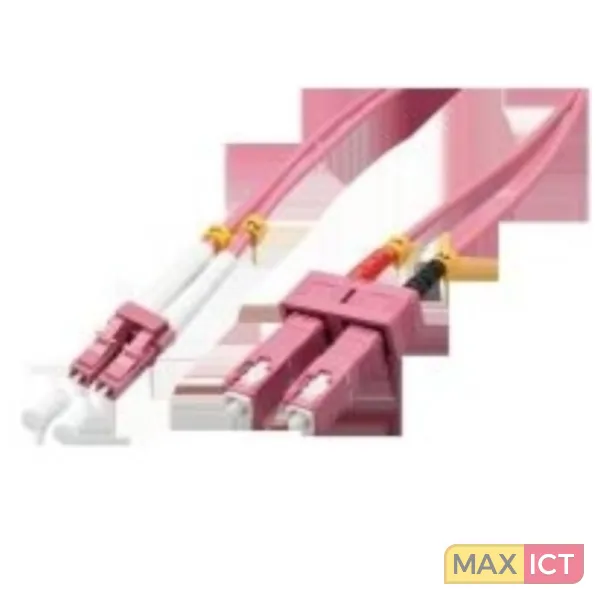 Lindy 46360 Glasvezel kabel 1 m LC SC OM4 Roze