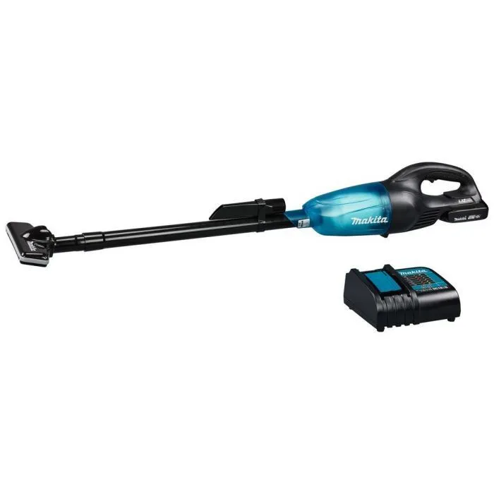 Makita DCL180SYB 18V Accu Steelstofzuiger, Zwart, blauwe transparante capsule, 1,5 Ah accu, met lader, in doos