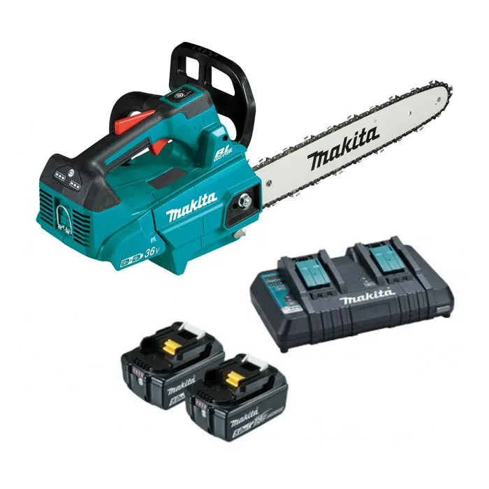 Makita DUC356PT2 2x18V Kettingzaag 35cm 2x5,0Ah Accu met Duo Snellader in Doos