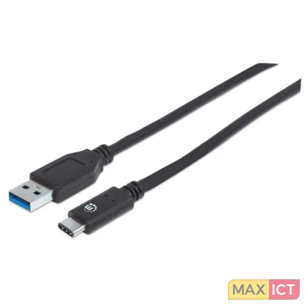 Manhattan USB 3.1 Gen2, 1 m USB-kabel USB 3.2 Gen 1 (3.1 Gen 1) USB C USB A Zwart
