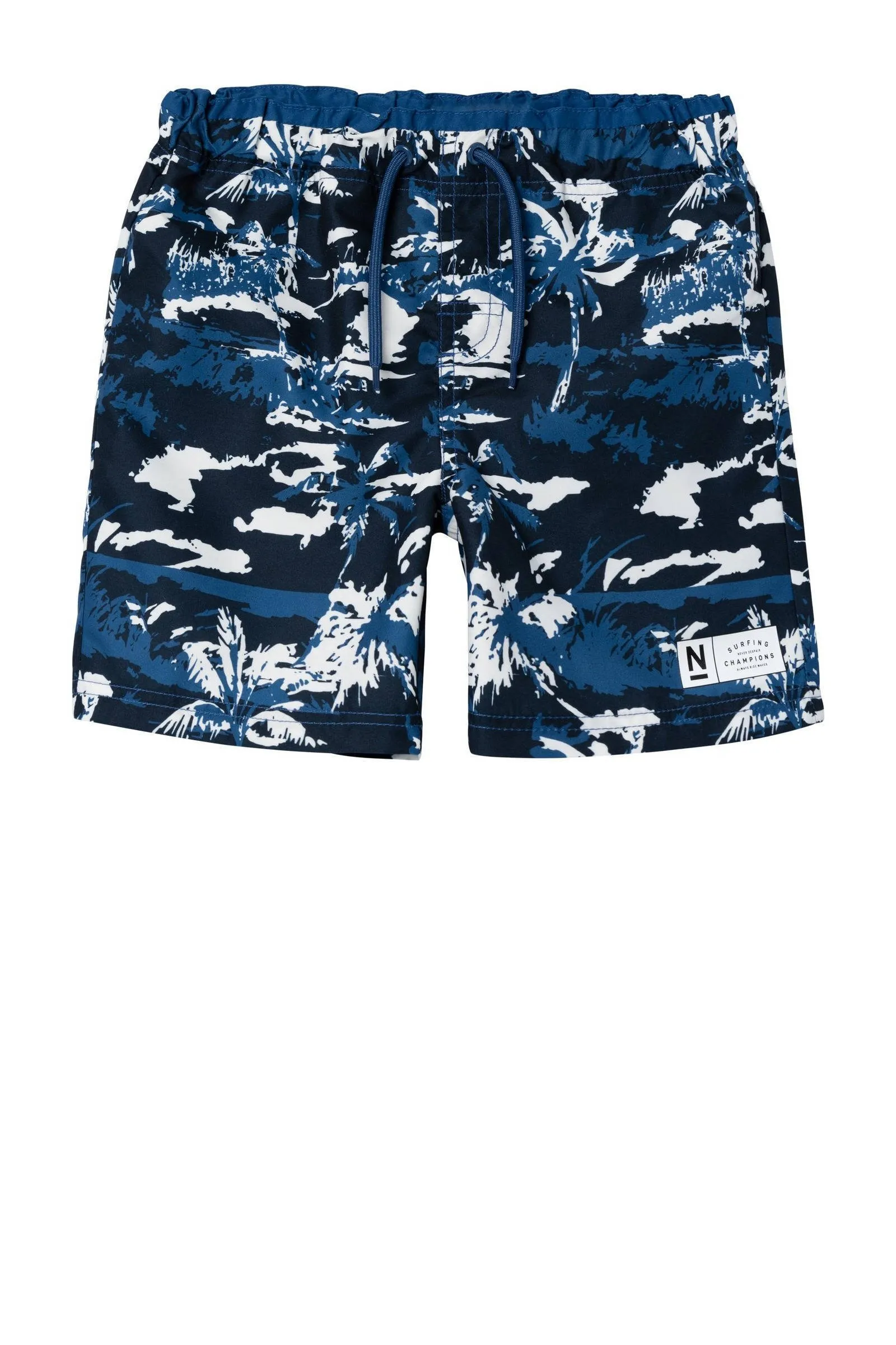 Name it KIDS zwemshort NKMZABA met all over print donkerblauw wit Jongens Polyester 134