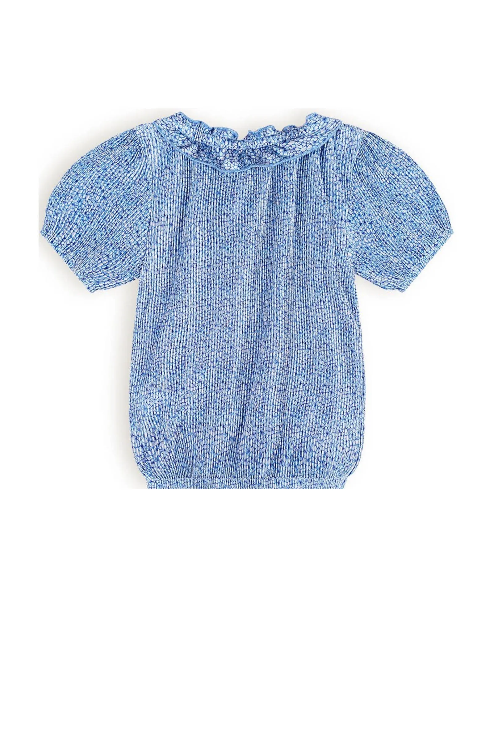 NONO top Kessa met all over print en textuur lichtblauw Meisjes Polyester Ronde hals 134 140