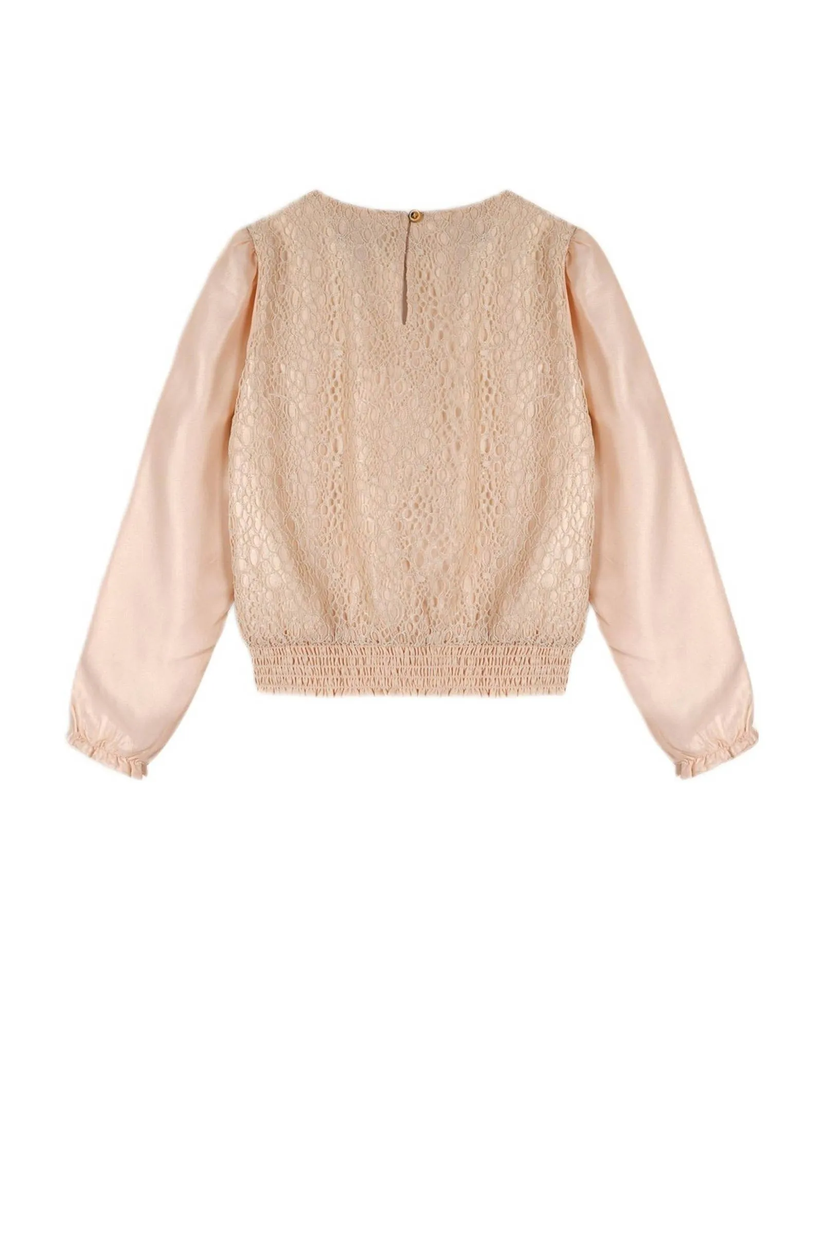 NONO top Timmy met textuur goud Meisjes Polyester Ronde hals Effen 122 128