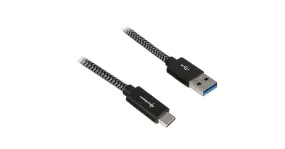 Sharkoon USB 3.2 kabel, USB-A > USB-C (Zwart/grijs, 0,5 meter)