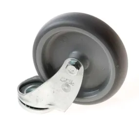 Zwenkwiel met boutgat, grijs rubber wiel met glijlager, 65kg 100mm