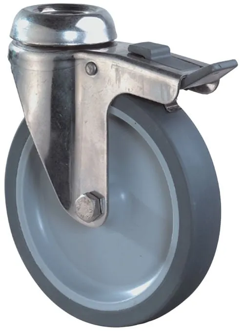 ZWENKWIEL +REM Ø 125MM, LOOPVL RUBBER GRIJS, WIELLICH KUNSTST, GLIJLAGER, 70KG