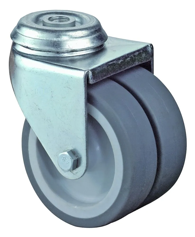 ZWENKWIEL Ø 50MM, LOOPVL RUBBER GRIJS, WIELLICH KUNSTST, GLIJLAGER, 60KG
